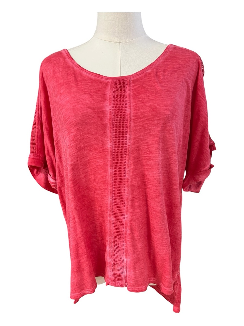 NWOT Spense Pink Mesh Panel Hi-Low Top | Size L